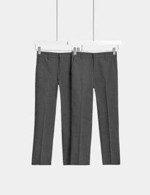 

Boys M&S Collection 2pk Boys Slim Leg Longer Length School Trousers (2-18 Yrs) - Grey, Grey