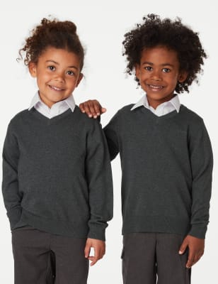 

Unisex,Boys,Girls M&S Collection 2pk Unisex Pure Cotton School Jumper (3-18 Yrs), Grey