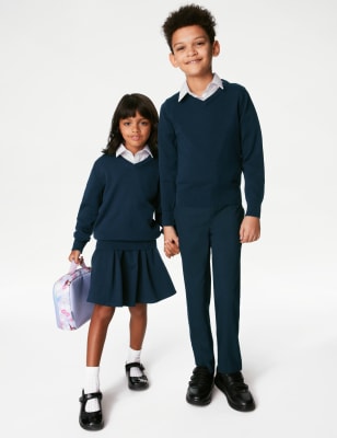 

M&S Collection Pack de 2 jerséis escolares unisex de algodón ajustados (3-18 años) - Navy, Navy