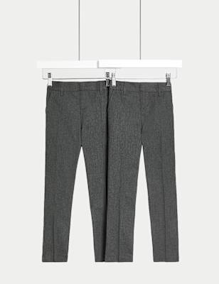 

Boys M&S Collection 2pk Boys' Slim Leg School Trousers (2-18 Yrs), Grey