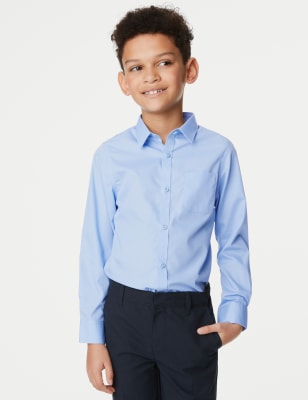 

Boys M&S Collection 2pk Boys' Slim Fit Non-Iron School Shirts (2-18 Yrs) - Blue, Blue