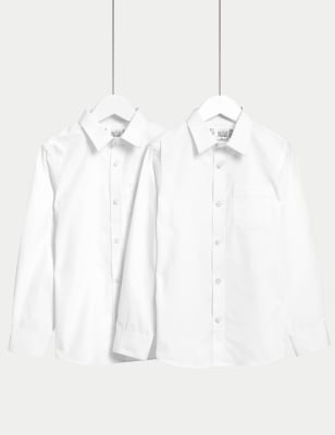 

Boys M&S Collection 2pk Boys' Slim Fit Cotton School Shirts (2-18 Yrs) - White, White