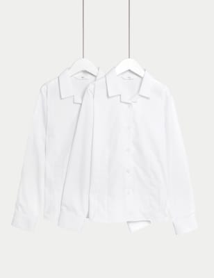 

Girls M&S Collection 2pk Girls' Cotton Blend School Blouses (2-18 Yrs) - White, White