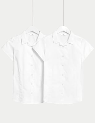 

Girls M&S Collection 2pk Girls' Easy Iron Revere School Shirts (2-16 Yrs) - White, White