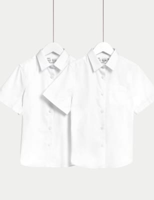 

Girls M&S Collection 2pk Girls' Slim Fit Cotton School Shirts (2-18 Yrs) - White, White