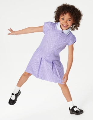 

Girls M&S Collection Girls' Gingham Pleated School Dress (2-14 Yrs) - Lilac, Lilac