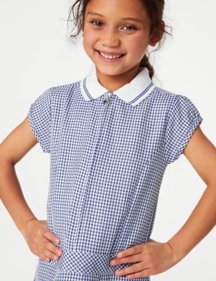 

Girls M&S Collection Girls' Gingham Pleated School Dress (2-14 Yrs) - Mid Blue, Mid Blue