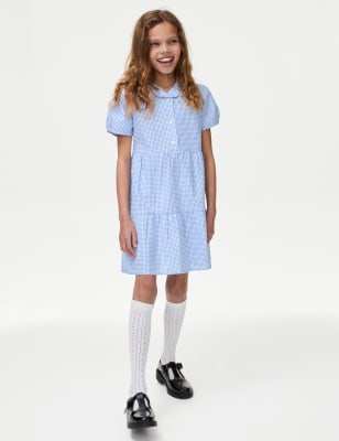 

Girls M&S Collection Girls' Cotton Rich Tiered School Dress (2-14 Years) - Light Blue, Light Blue