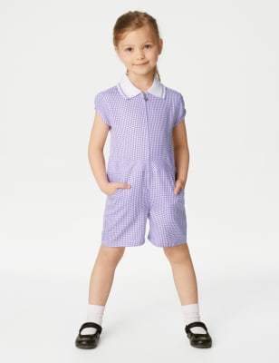 

Girls M&S Collection Girls' Gingham School Playsuit (2-14 Yrs) - Lilac, Lilac