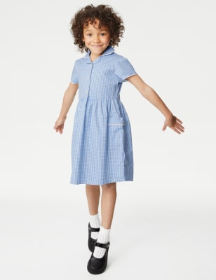 

Girls M&S Collection Girls' Pure Cotton Gingham School Dress (2-14 Yrs) - Light Blue, Light Blue