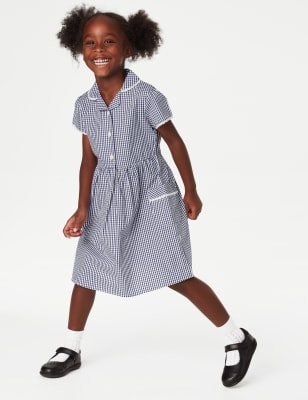 

Girls M&S Collection Girls' Pure Cotton Gingham School Dress (2-14 Yrs) - Navy, Navy