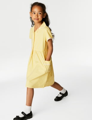 

Girls M&S Collection Girls' Pure Cotton Gingham School Dress (2-14 Yrs) - Yellow, Yellow