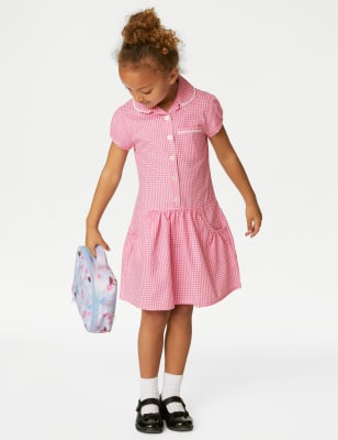 

M&S Collection 2er-Pack Schulkleider mit hohem Baumwollanteil und Gingham-Muster für Mädchen (2-14 Jahre) - Pink, Pink