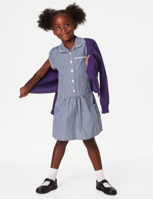 

Girls M&S Collection 2pk Girls' Cotton Rich Gingham School Dresses (2-14 Yrs) - Navy, Navy