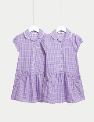 

Girls M&S Collection 2pk Girls' Cotton Rich Gingham School Dresses (2-14 Yrs) - Lilac, Lilac