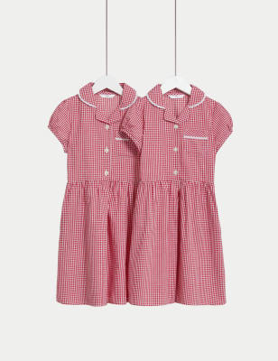 

Girls M&S Collection 2pk Girls' Cotton Rich School Dresses (2-14 Yrs) - Red, Red