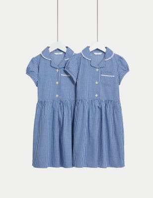 

Girls M&S Collection 2pk Girls' Cotton Rich School Dresses (2-14 Yrs) - Mid Blue, Mid Blue