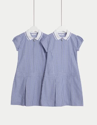 

Girls M&S Collection 2pk Girls' Cotton Rich Gingham School Dress (2-14 Yrs) - Royal Blue, Royal Blue