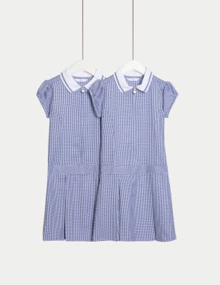 

Girls M&S Collection 2pk Girls' Cotton Rich Gingham School Dress (2-14 Yrs), Royal Blue