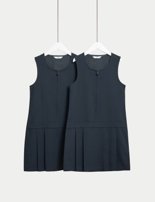 

Girls M&S Collection 2pk Girls' Pleated School Pinafores (2-12 Yrs) - Navy, Navy