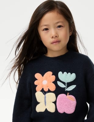 

Girls M&S Collection Knitted Printed Jumper (2-8 Yrs) - Navy, Navy