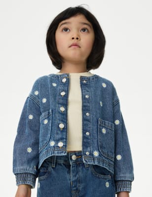 

Girls M&S Collection Denim Daisy Embroidered Bomber (2-8 Yrs), Denim