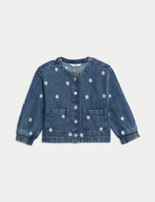 

M&S Collection Denim-Bomber bestickt mit Blümchendesign (2-8 Jahre), Denim