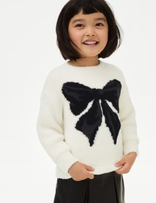 

Girls M&S Collection Bow Jumper (2-8 Yrs) - Ecru, Ecru