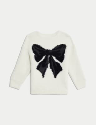 

Girls M&S Collection Bow Jumper (2-8 Yrs) - Ecru, Ecru