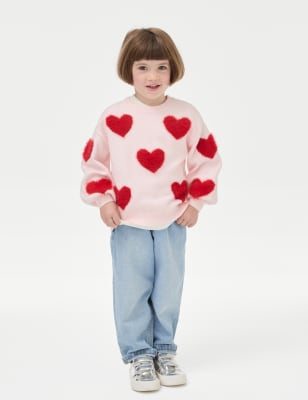 

Girls M&S Collection Heart Bouclé Jumper (2-8 Yrs) - Pink Mix, Pink Mix