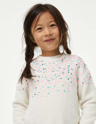 

Girls M&S Collection Sequin Detail Jumper (2-8 Yrs) - Ecru, Ecru