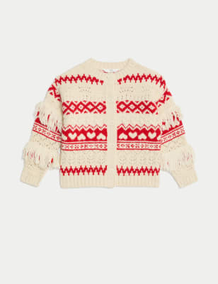 

Girls M&S Collection Fair Isle Tassle Cardigan (1-8 Yrs) - Red Mix, Red Mix