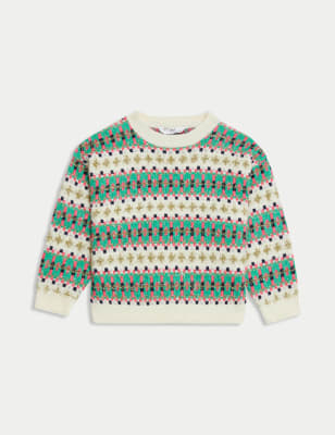 

Girls M&S Collection Sparkle Fair Isle Stripe Jumper (2-10 Yrs) - Multi, Multi