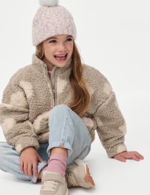 

Girls M&S Collection Borg Floral Half Zip Jacket (1-8 Yrs) - Neutral, Neutral