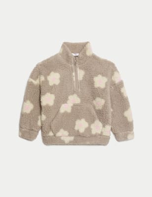 

Girls M&S Collection Borg Floral Half Zip Jacket (1-8 Yrs) - Neutral, Neutral