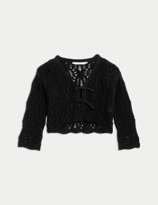 

Girls M&S Collection Pure Cotton Open Knit Cardigan (2-8 Yrs0 - Black, Black