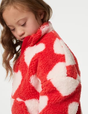 

M&S Collection Gemusterte Jacke aus Borg mit Herzprint (1-8 J.) - Red, Red