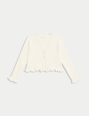 

Girls M&S Collection Ribbed Cardigan (2-8 Yrs) - Ivory, Ivory