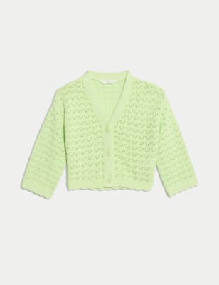 

Girls M&S Collection Pure Cotton Knitted Cardigan (2-8 Yrs) - Pale Green, Pale Green