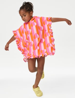 

M&S Collection Poncho de rizo de algodón con diseño de corazones (2-8 años) - Pink Mix, Pink Mix