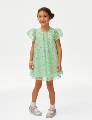 

Girls M&S Collection Mesh Sequin Dress (2-7 Yrs) - Light Turquoise, Light Turquoise