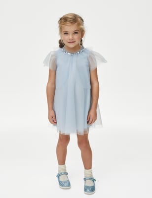 

Girls M&S Collection 2pc Tulle Glitter Dress and Cape (2-7 Yrs) - Pearl Grey, Pearl Grey