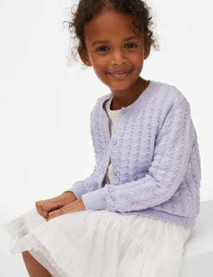

Girls M&S Collection Pure Cotton Pointelle Cardigan (2-8 Yrs) - Light Lilac, Light Lilac