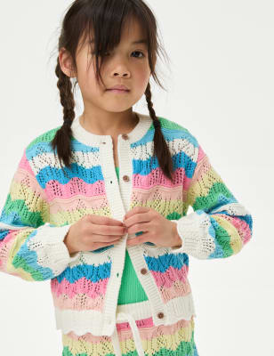 

M&S Collection Cárdigan de pointelle de algodón (2-8 años) - Multi, Multi