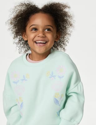 

M&S Collection Geblümtes Sweatshirt mit hohem Baumwollanteil (2-8 J.) - Green, Green