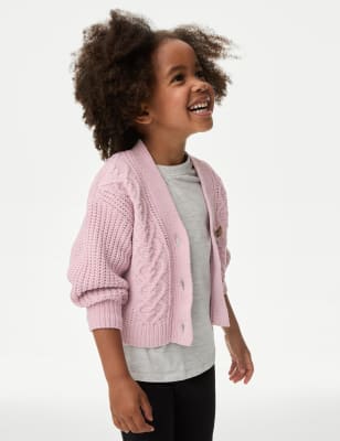 

Girls M&S Collection Chunky Knit Cardigan (2-8 Yrs) - Pink, Pink