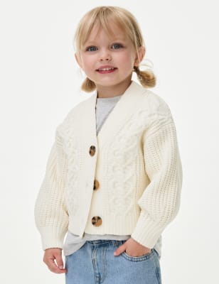 

Girls M&S Collection Chunky Knit Cardigan (2-8 Yrs) - Ivory, Ivory