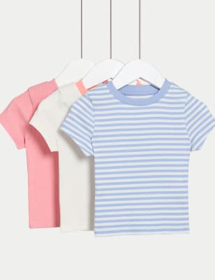 

Girls M&S Collection 3pk Cotton Rich Peach T-Shirts (2-8 Yrs), Multi