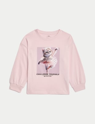 

Girls M&S Collection Pure Cotton Photographic Cat Top (2-8 Yrs) - Calico, Calico