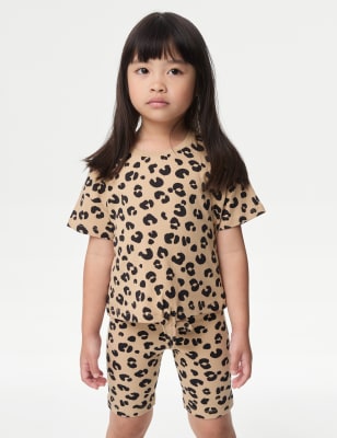 

M&S Collection Camiseta 100% algodón con lazo delantero y diseño de leopardo (2-8 años) - Neutral Brown, Neutral Brown